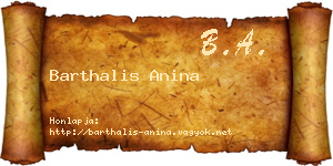 Barthalis Anina névjegykártya